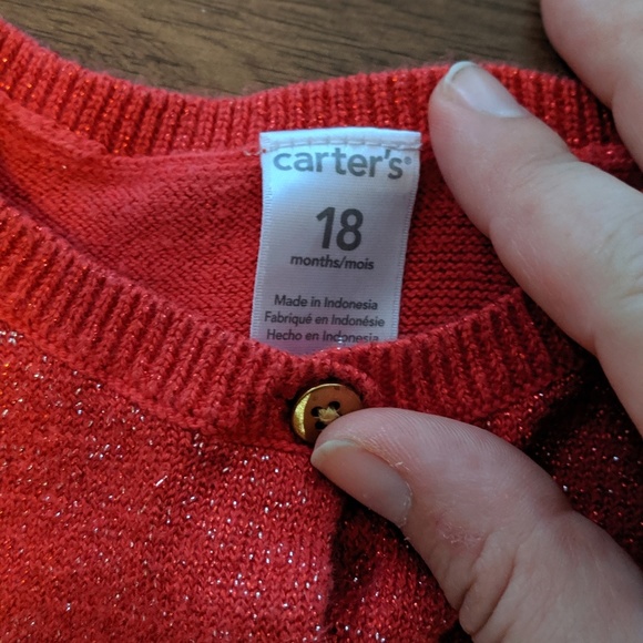 Carter's Red Button Up Cardigan - Picture 3 of 3